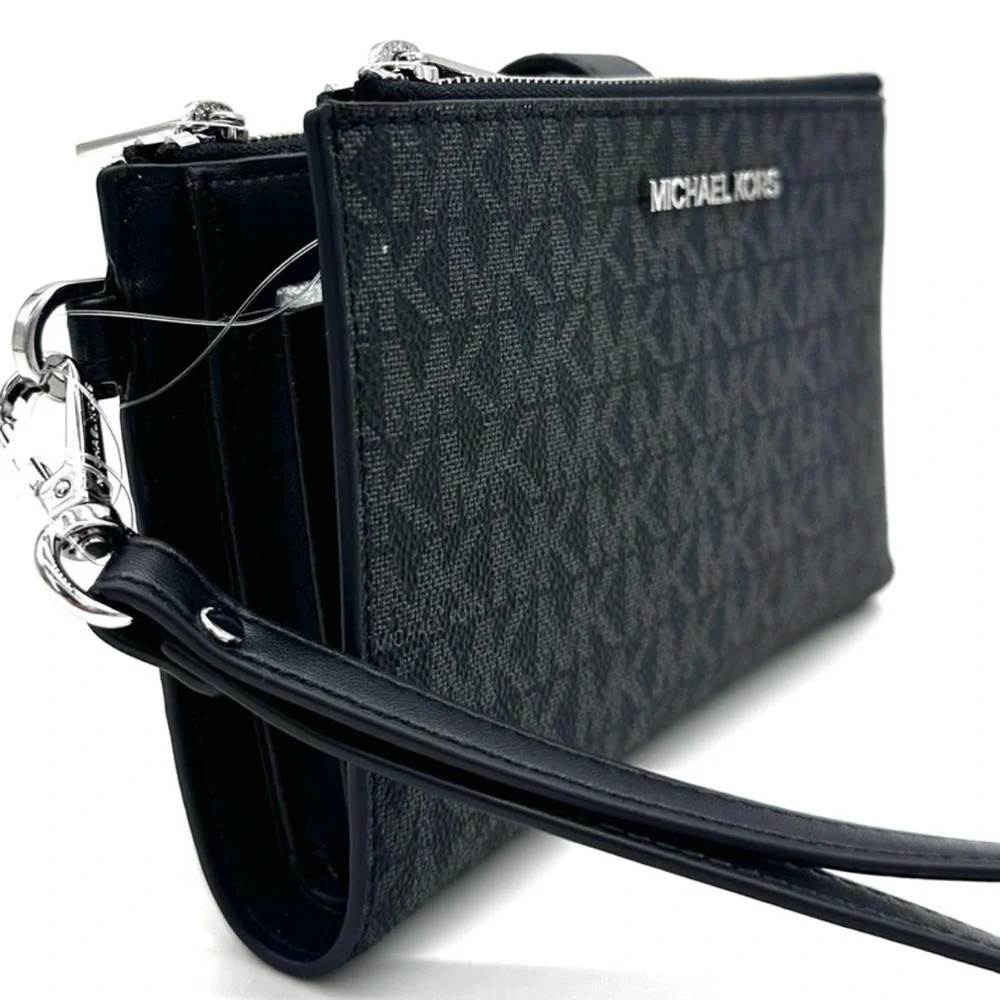 Michael Kors Large Double Zip Wallet Wristlet Black